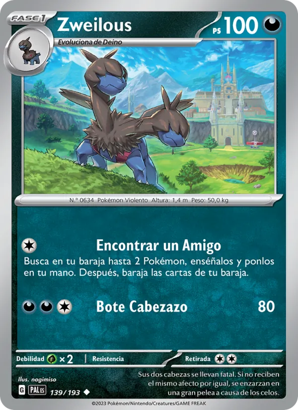 Carta Zweilous de la expansión Evoluciones en Paldea, número 139/193
