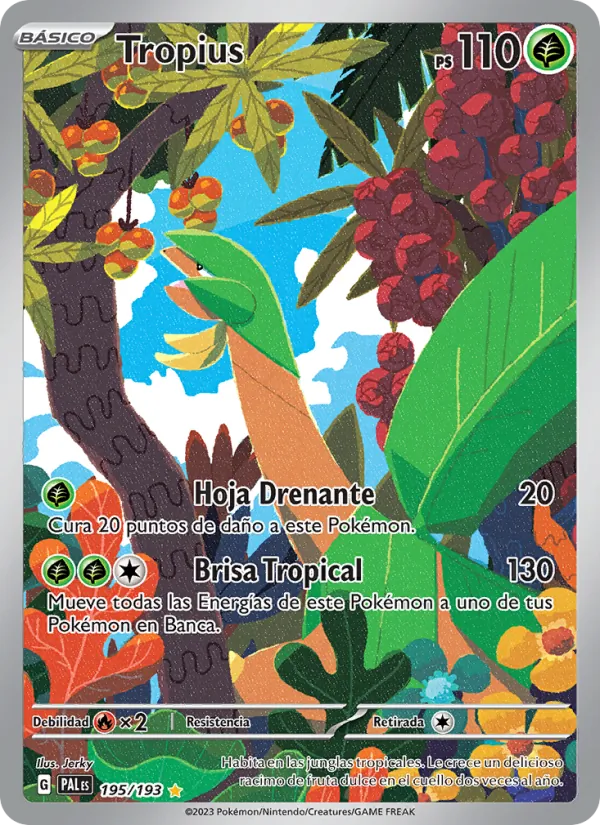 Carta Tropius de la expansión Evoluciones en Paldea, número 195/193
