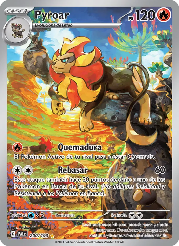 Carta Pyroar de la expansión Evoluciones en Paldea, número 200/193