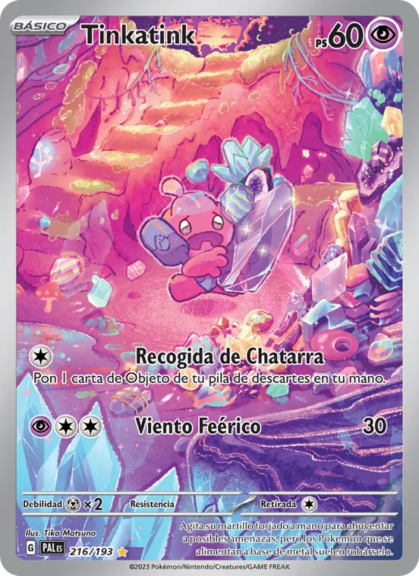Carta Tinkatink de la expansión Evoluciones en Paldea, número 216/193