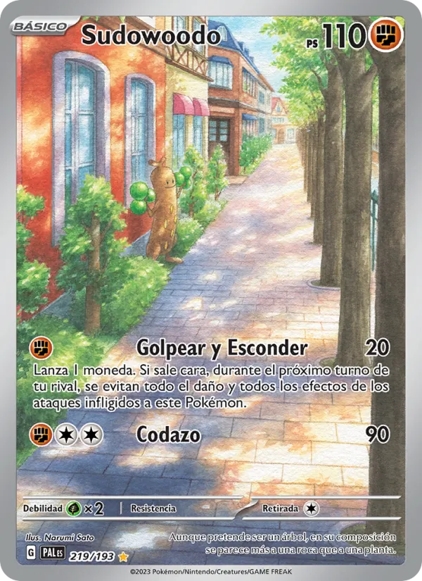 Carta Sudowoodo de la expansión Evoluciones en Paldea, número 219/193