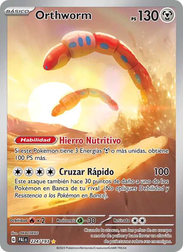 Carta Orthworm de la expansión Evoluciones en Paldea, número 224/193