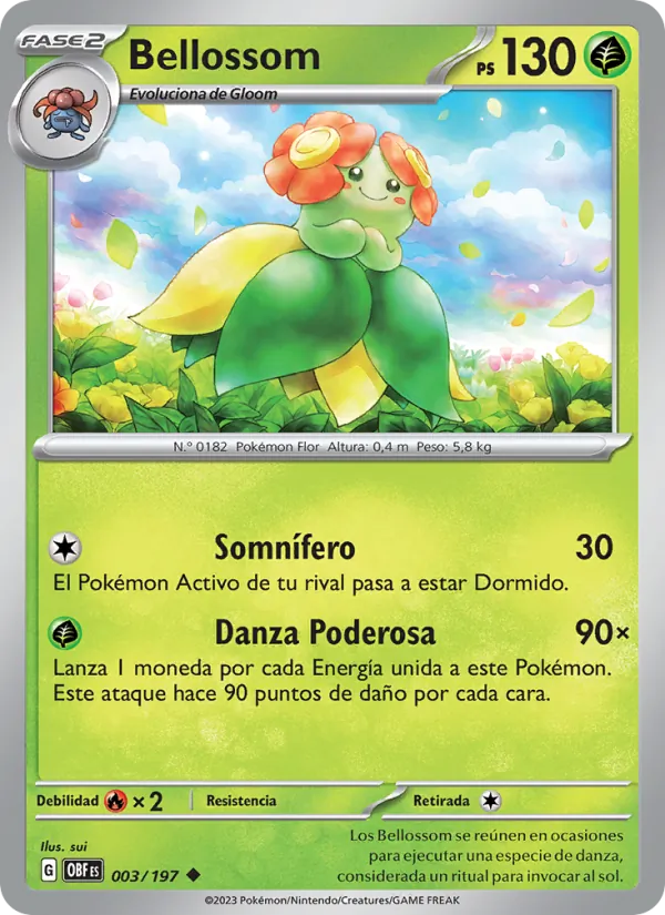 Carta Bellossom de la expansión Llamas Obsidianas, número 003/197
