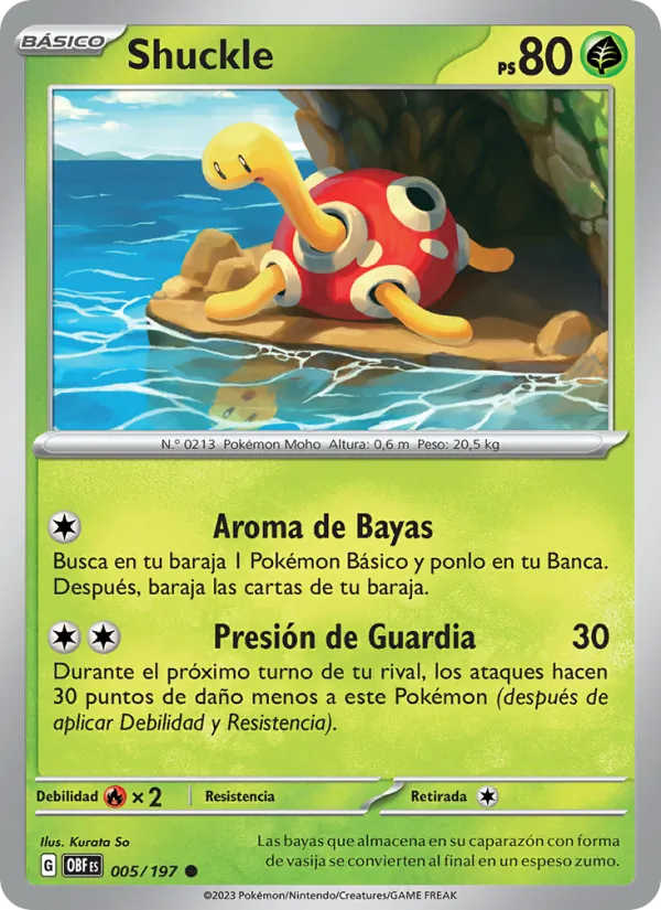 Carta Shuckle de la expansión Llamas Obsidianas, número 005/197