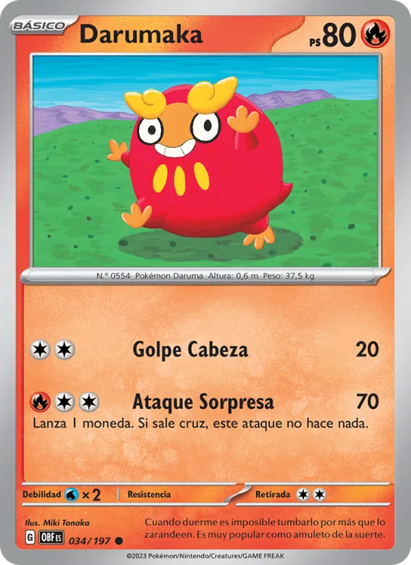 Carta Darumaka de la expansión Llamas Obsidianas, número 034/197