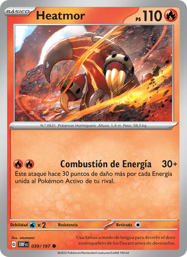 Carta Heatmor de la expansión Llamas Obsidianas, número 039/197