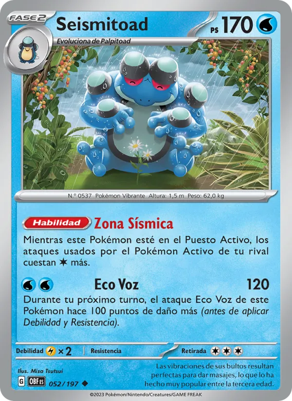 Carta Seismitoad de la expansión Llamas Obsidianas, número 052/197