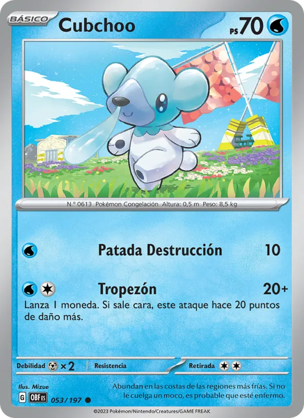 Carta Cubchoo de la expansión Llamas Obsidianas, número 053/197