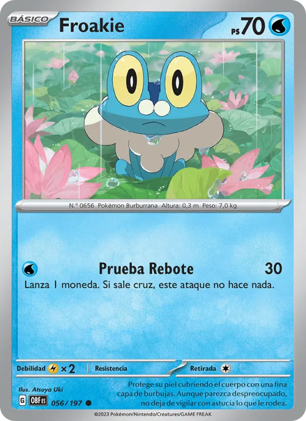 Carta Froakie de la expansión Llamas Obsidianas, número 056/197
