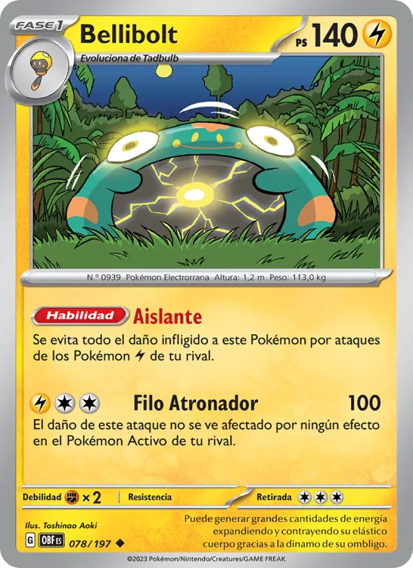 Carta Bellibolt de la expansión Llamas Obsidianas, número 078/197