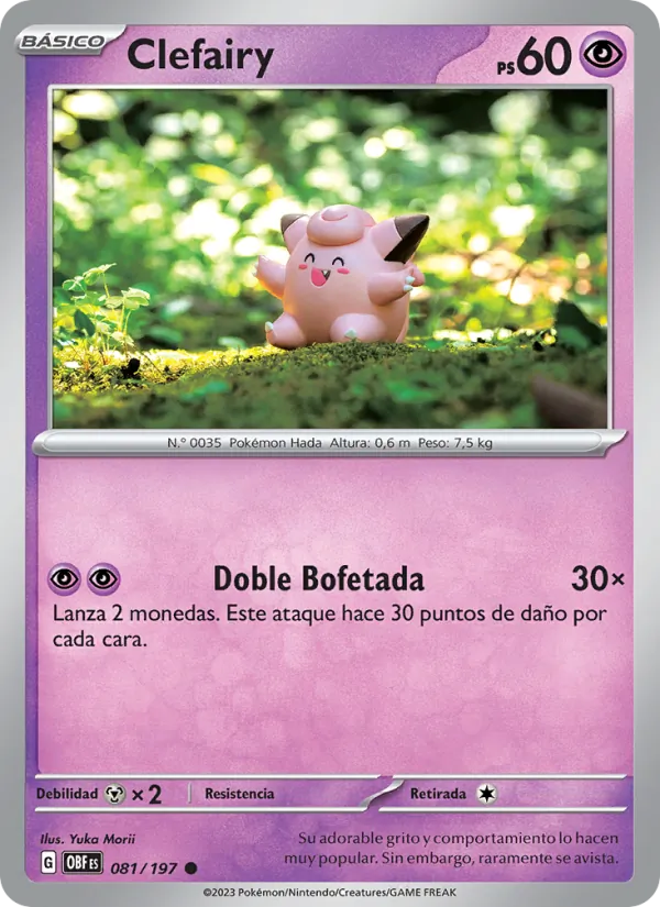 Carta Clefairy de la expansión Llamas Obsidianas, número 081/197