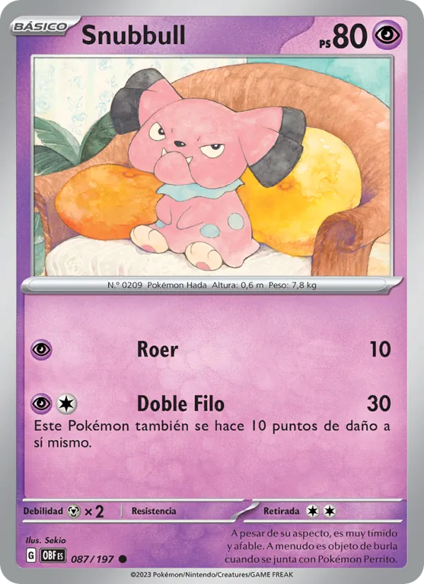 Carta Snubbull de la expansión Llamas Obsidianas, número 087/197