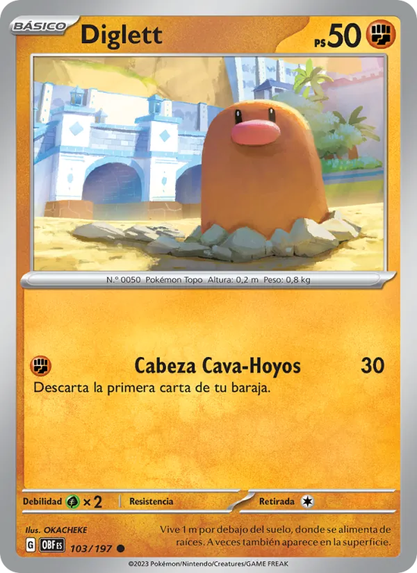 Carta Diglett de la expansión Llamas Obsidianas, número 103/197