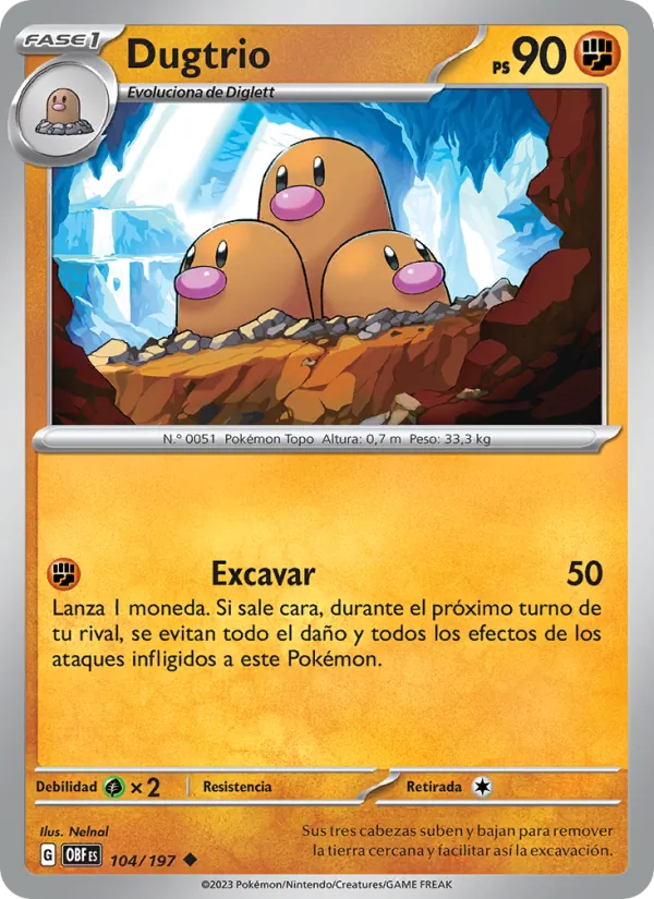 Carta Dugtrio de la expansión Llamas Obsidianas, número 104/197