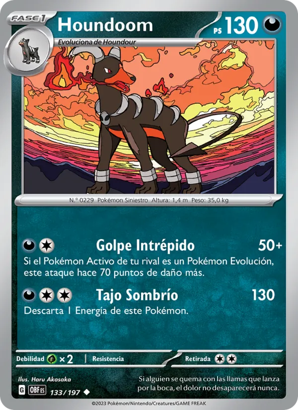 Carta Houndoom de la expansión Llamas Obsidianas, número 133/197