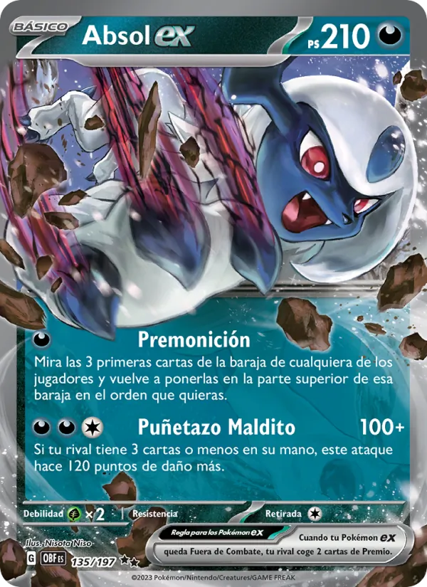 Carta Absol ex de la expansión Llamas Obsidianas, número 135/197