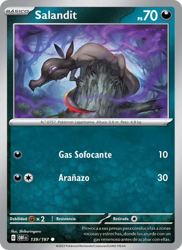 Carta Salandit de la expansión Llamas Obsidianas, número 139/197