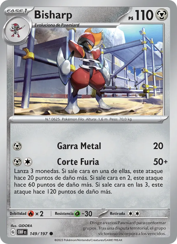 Carta Bisharp de la expansión Llamas Obsidianas, número 149/197