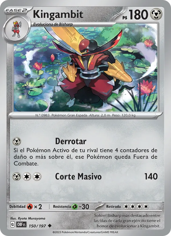 Carta Kingambit de la expansión Llamas Obsidianas, número 150/197