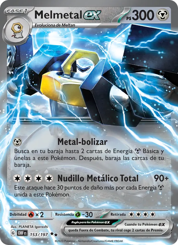Carta Melmetal ex de la expansión Llamas Obsidianas, número 153/197