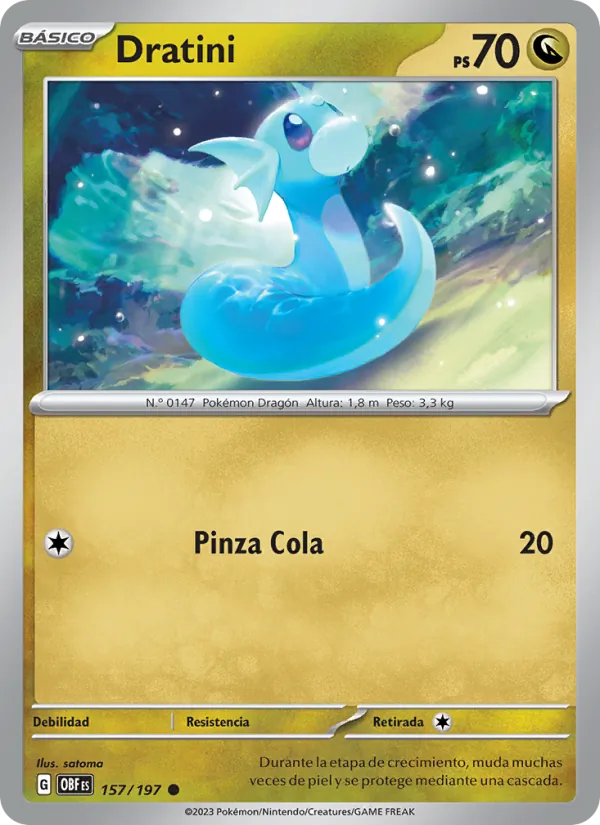 Carta Dratini de la expansión Llamas Obsidianas, número 157/197