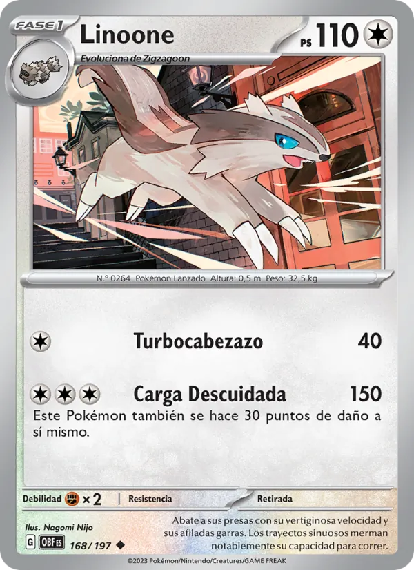 Carta Linoone de la expansión Llamas Obsidianas, número 168/197
