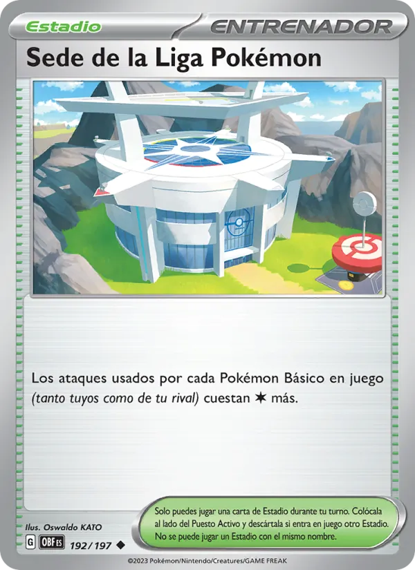 Carta Sede de la Liga Pokémon de la expansión Llamas Obsidianas, número 192/197