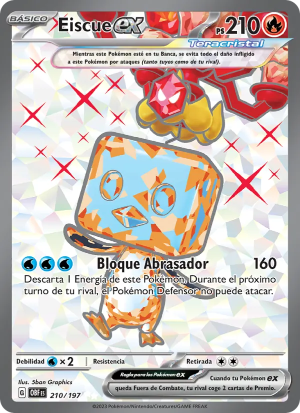 Carta Eiscue ex de la expansión Llamas Obsidianas, número 210/197