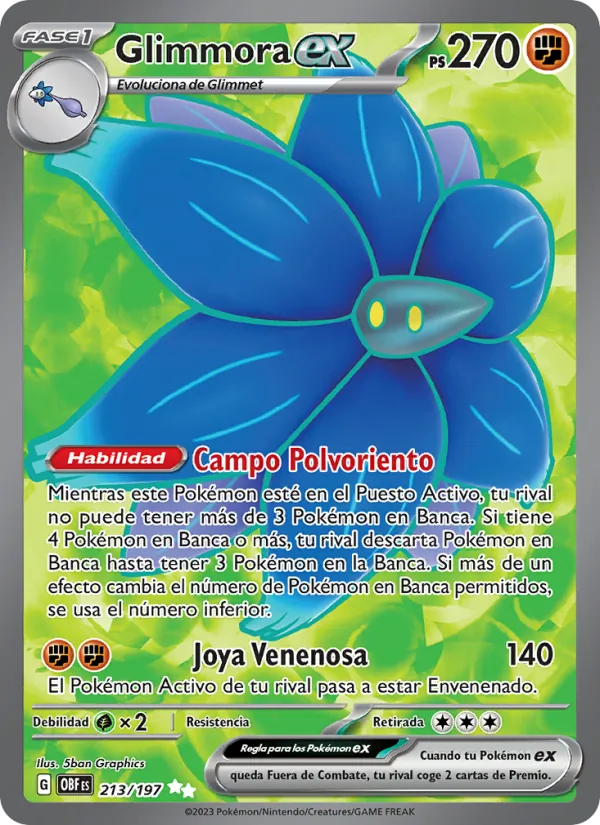 Carta Glimmora ex de la expansión Llamas Obsidianas, número 213/197