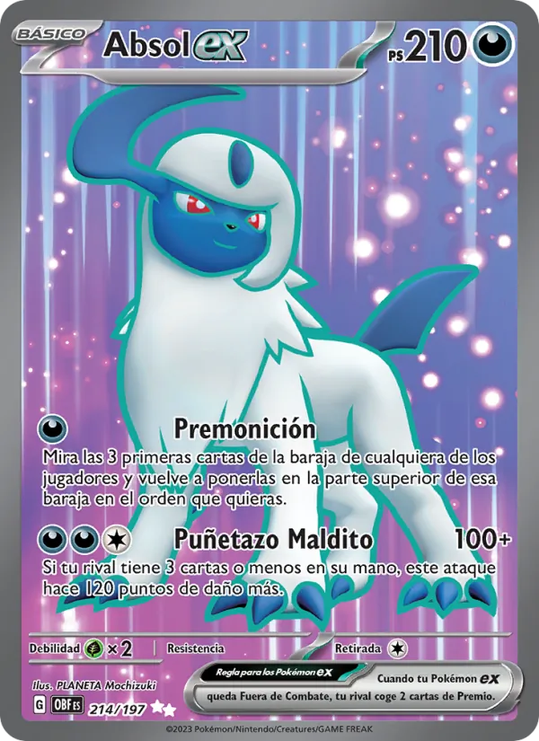 Carta Absol ex de la expansión Llamas Obsidianas, número 214/197