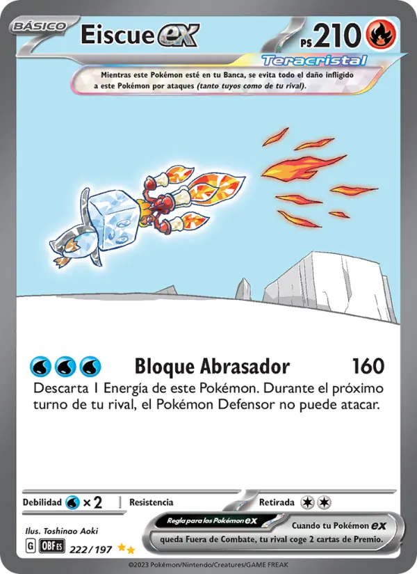 Carta Eiscue ex de la expansión Llamas Obsidianas, número 222/197