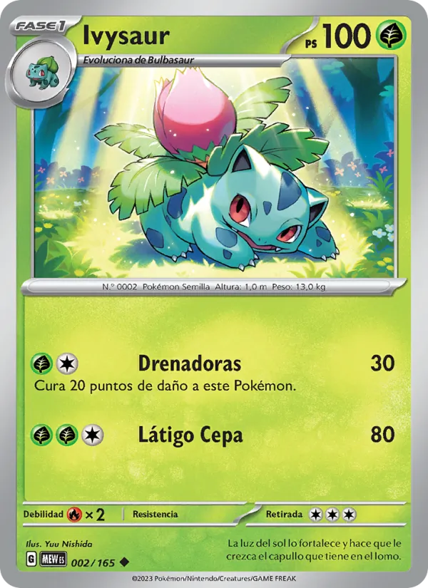 Carta Ivysaur de la expansión 151, número 002/165