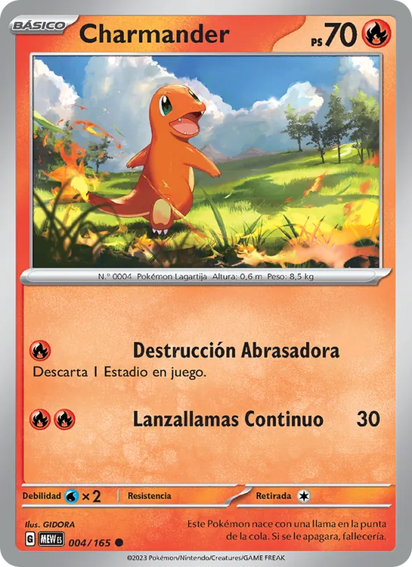 Carta Charmander de la expansión 151, número 004/165