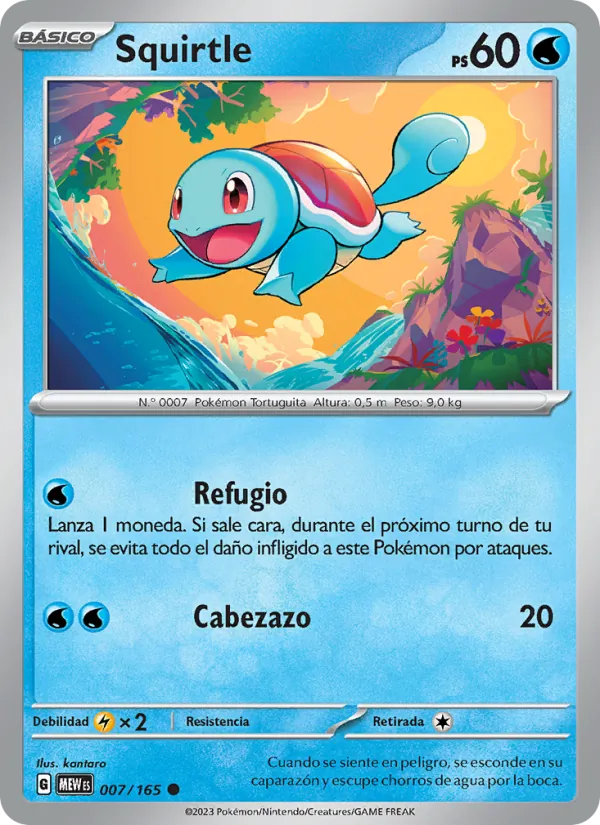 Carta Squirtle de la expansión 151, número 007/165