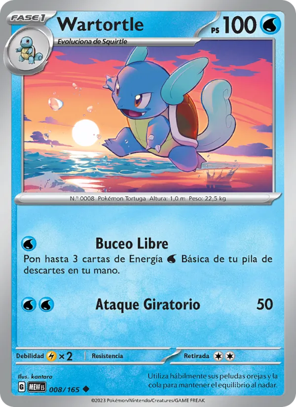 Carta Wartortle de la expansión 151, número 008/165