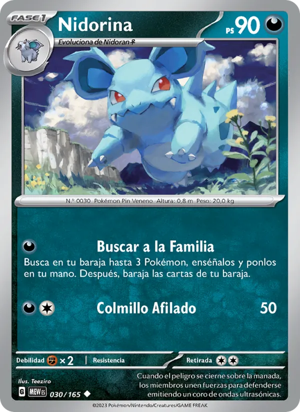 Carta Nidorina de la expansión 151, número 030/165
