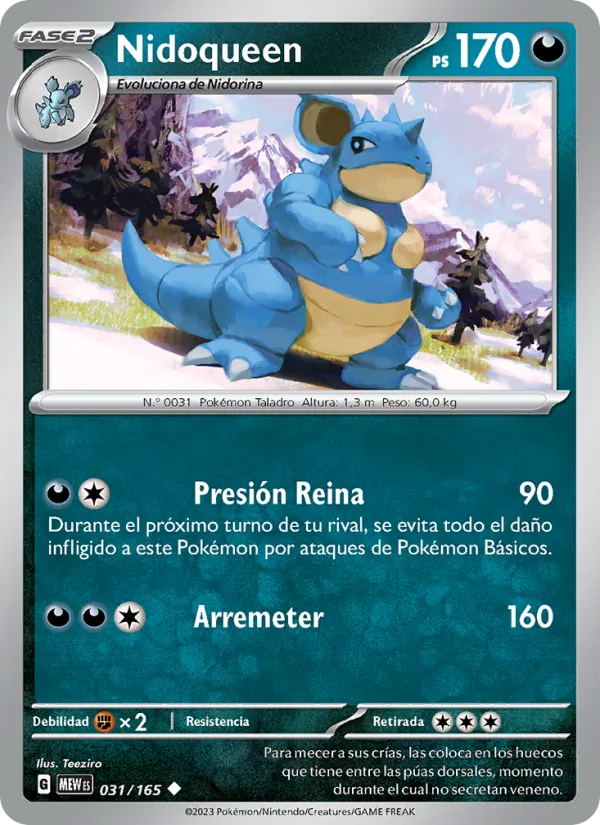 Carta Nidoqueen de la expansión 151, número 031/165