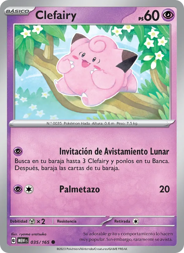 Carta Clefairy de la expansión 151, número 035/165