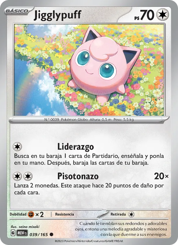 Carta Jigglypuff de la expansión 151, número 039/165
