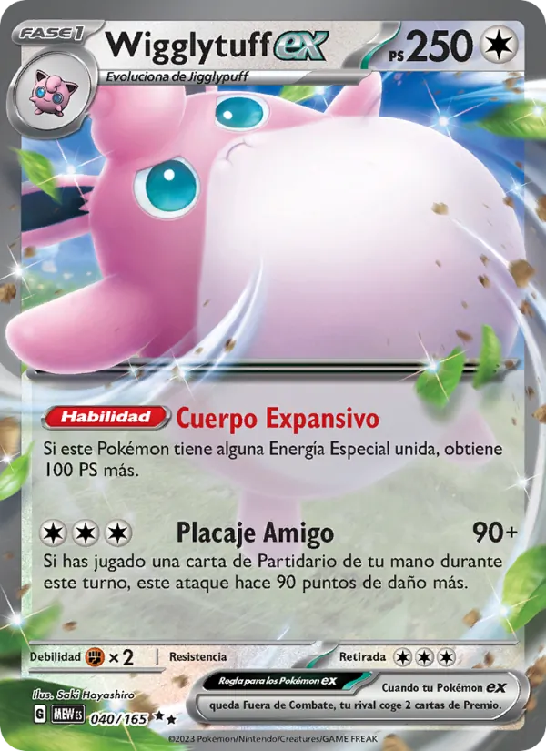 Carta Wigglytuff ex de la expansión 151, número 040/165