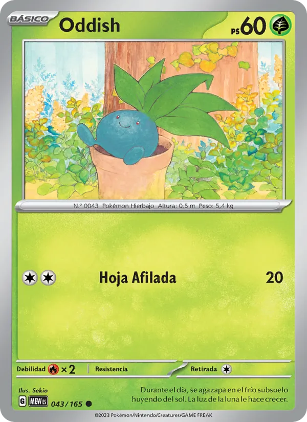 Carta Oddish de la expansión 151, número 043/165