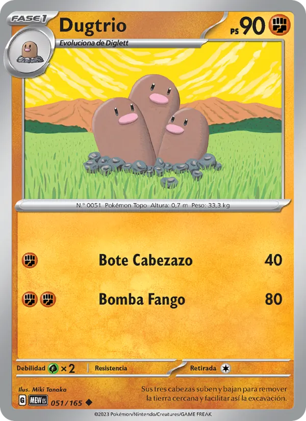 Carta Dugtrio de la expansión 151, número 051/165