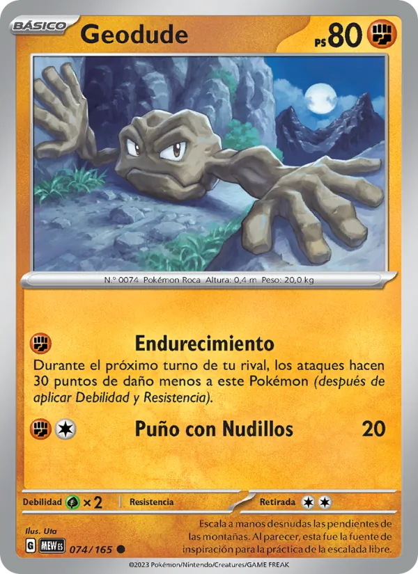 Carta Geodude de la expansión 151, número 074/165