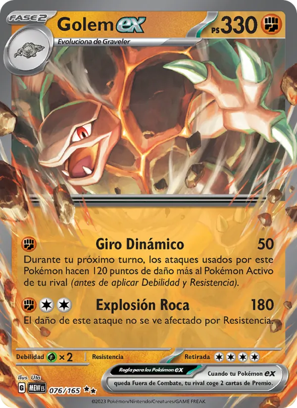 Carta Golem ex de la expansión 151, número 076/165