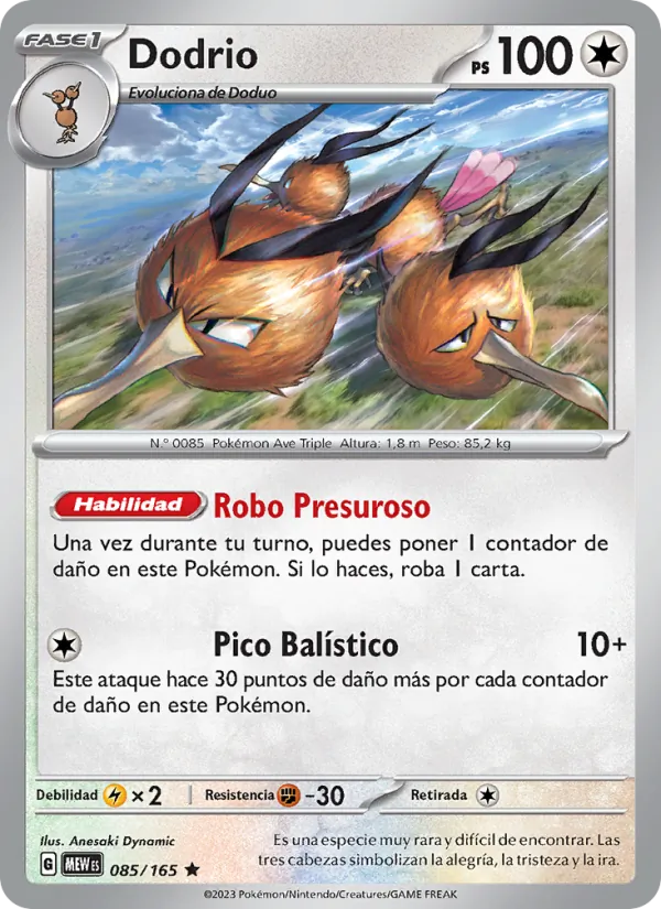 Carta Dodrio de la expansión 151, número 085/165
