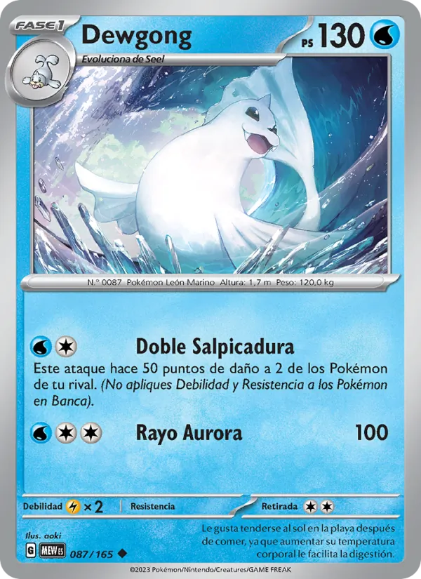 Carta Dewgong de la expansión 151, número 087/165