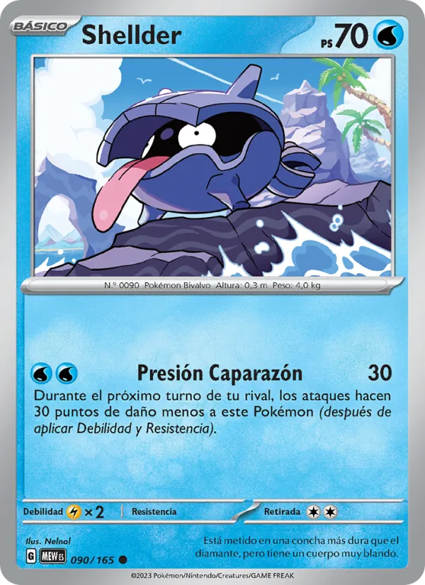 Carta Shellder de la expansión 151, número 090/165