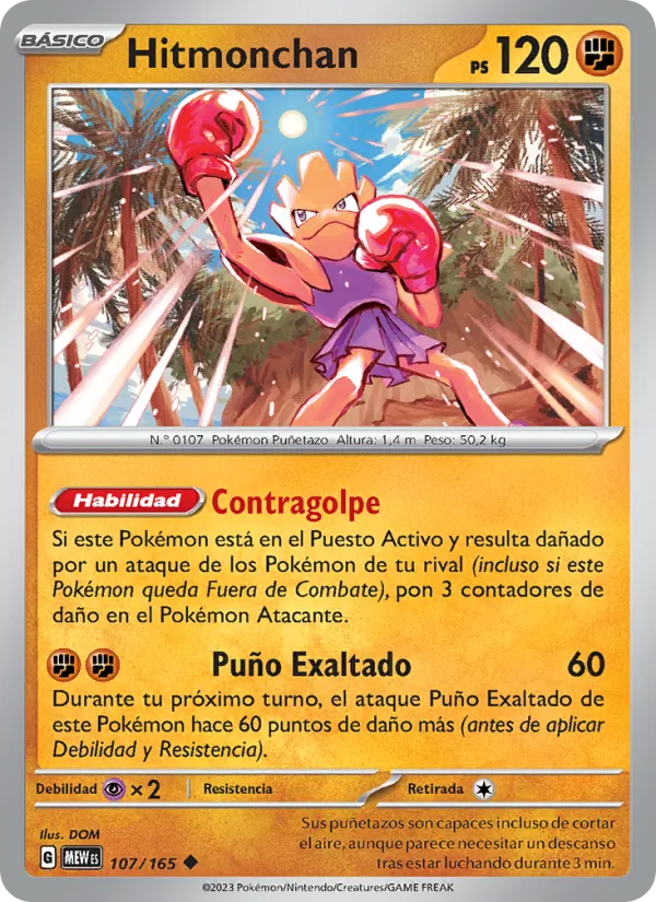Carta Hitmonchan de la expansión 151, número 107/165