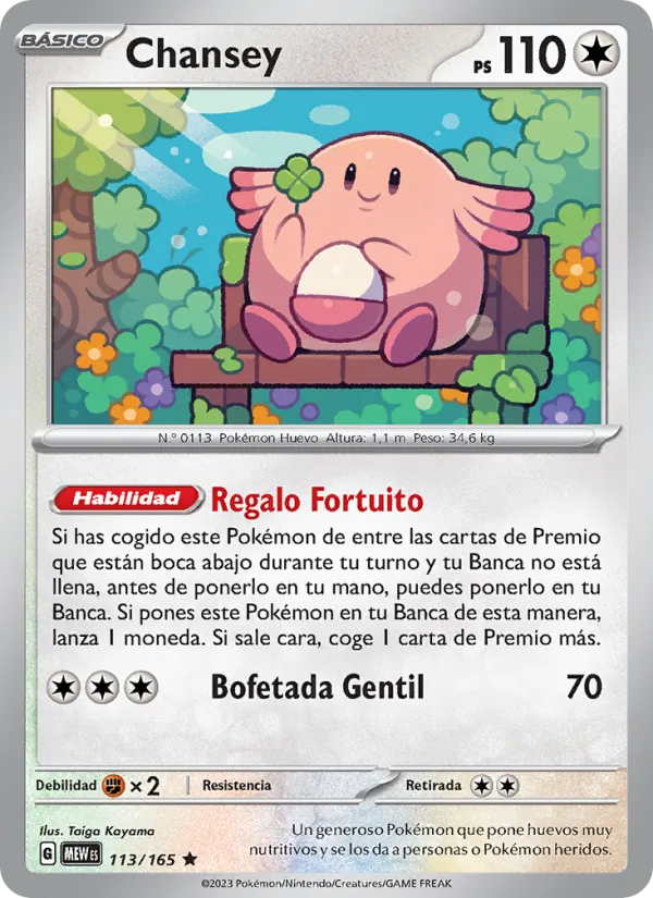 Carta Chansey de la expansión 151, número 113/165
