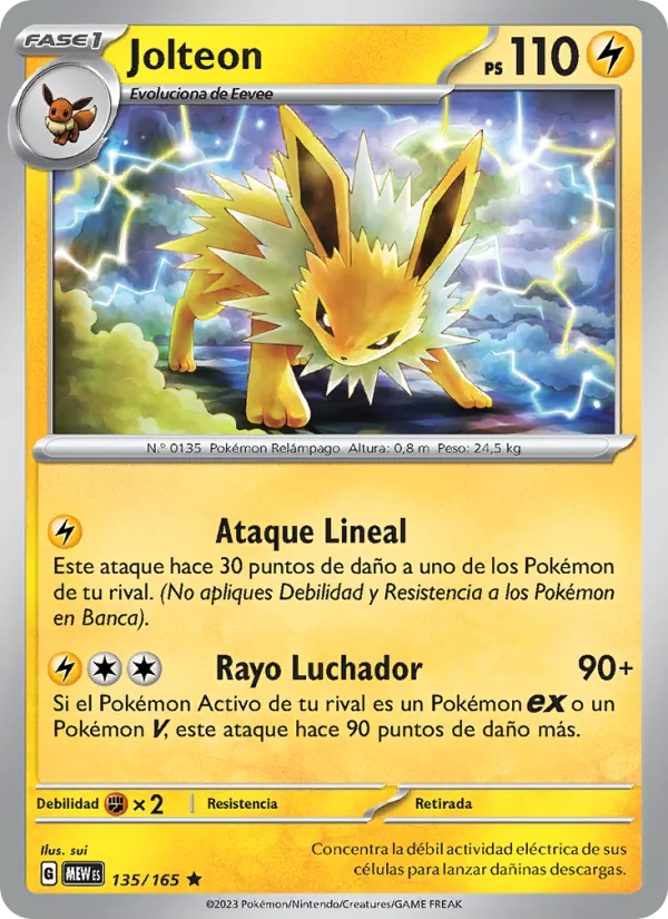 Carta Jolteon de la expansión 151, número 135/165